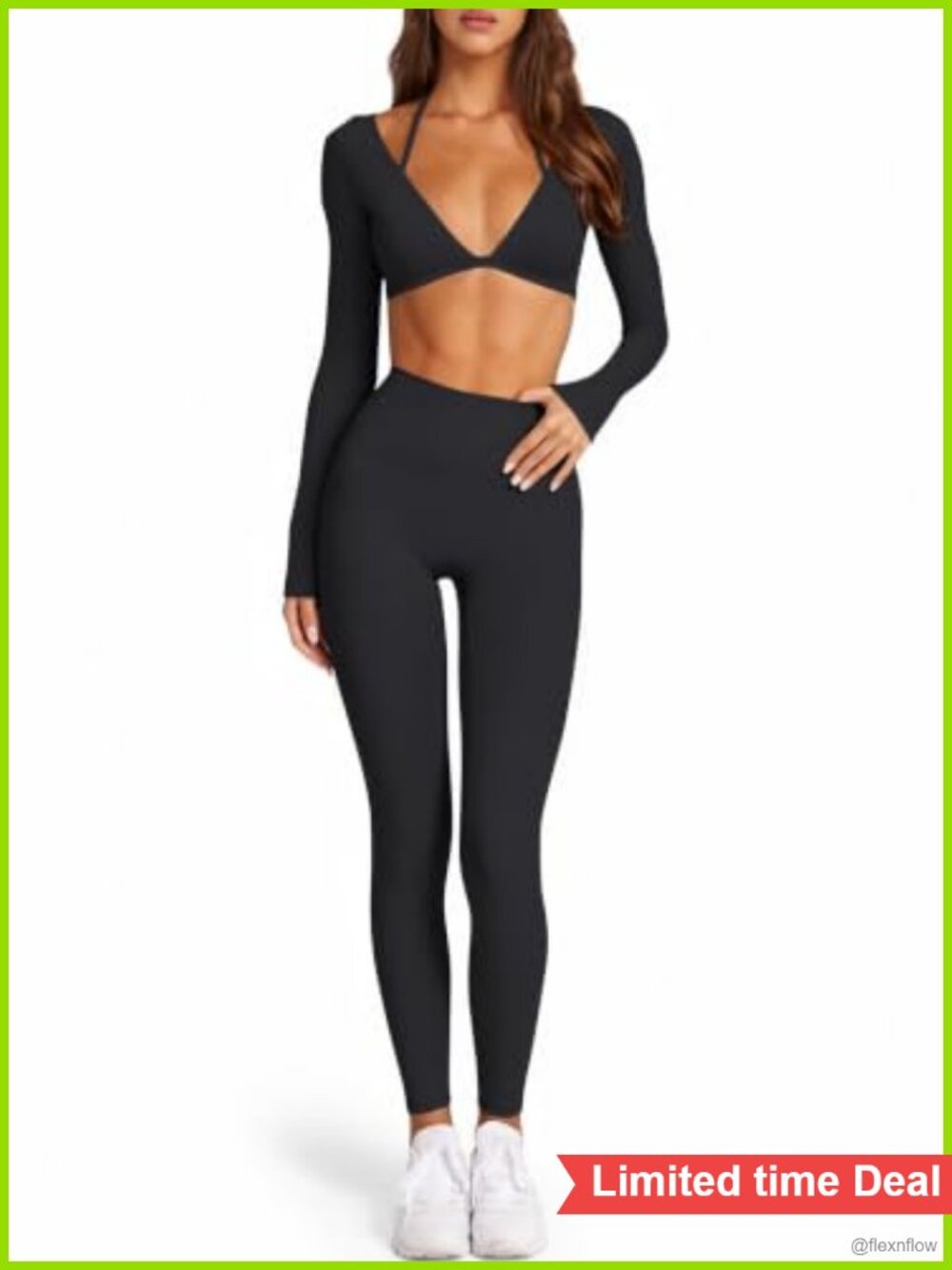 Women's 2 Piece Workout Sets Halter Padded Sports Bra & High Waisted Yoga